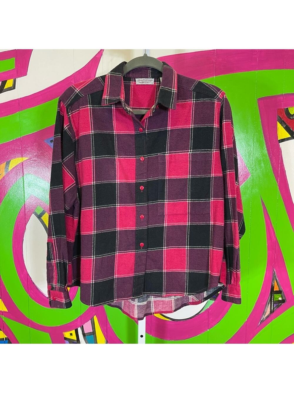 Grand Design, Pink and Purple Plaid Flannel Shirt. Size 13/14. Excellent cond!